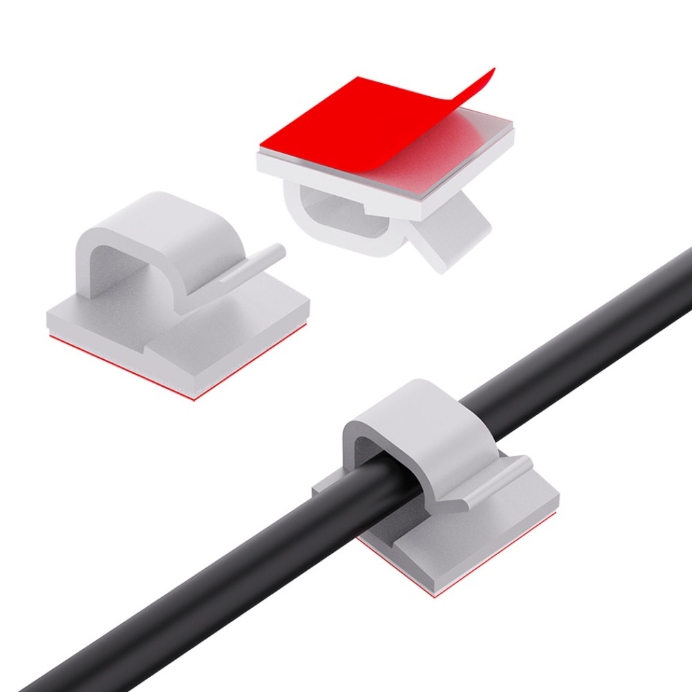 Desk Cable Clip - R자형 투명 플라스틱 케이블 클립 와이어