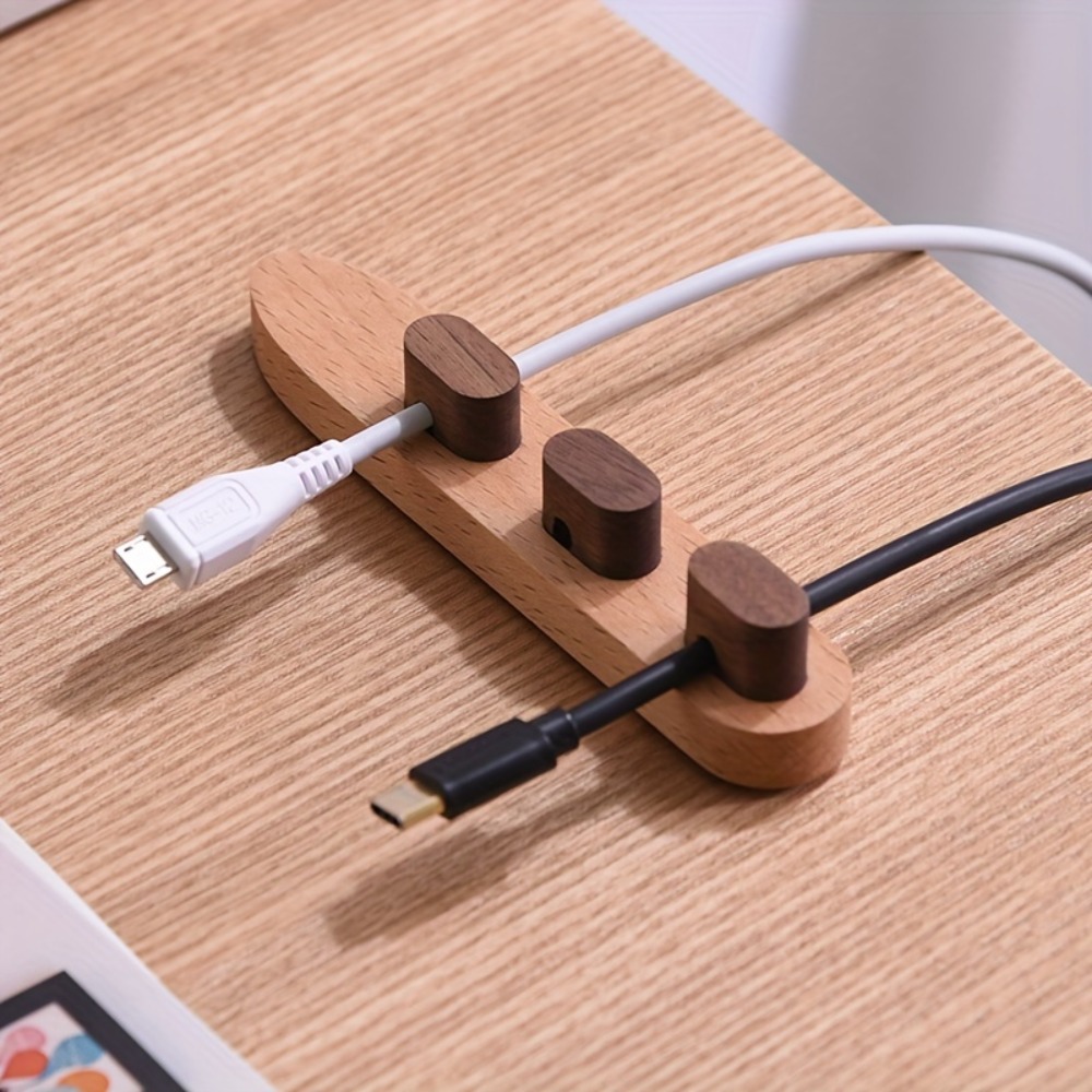 Desk Cable Clip - 나무 케이블 정리대 접착식 코드 홀더,