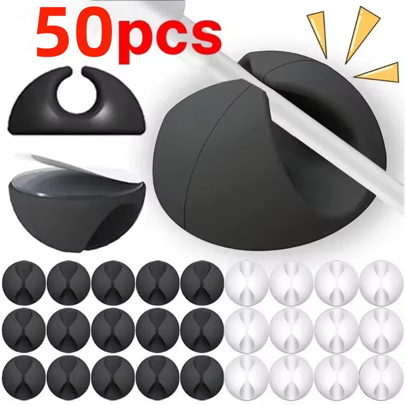 Desk Cable Clip - 5/50개 케이블 클립 와인더 정리기 원형