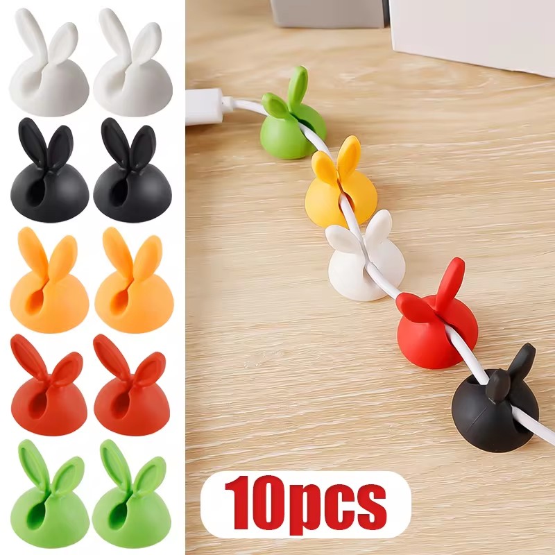 Desk Cable Clip - 귀여운 토끼 귀 케이블 관리자, 데스크탑