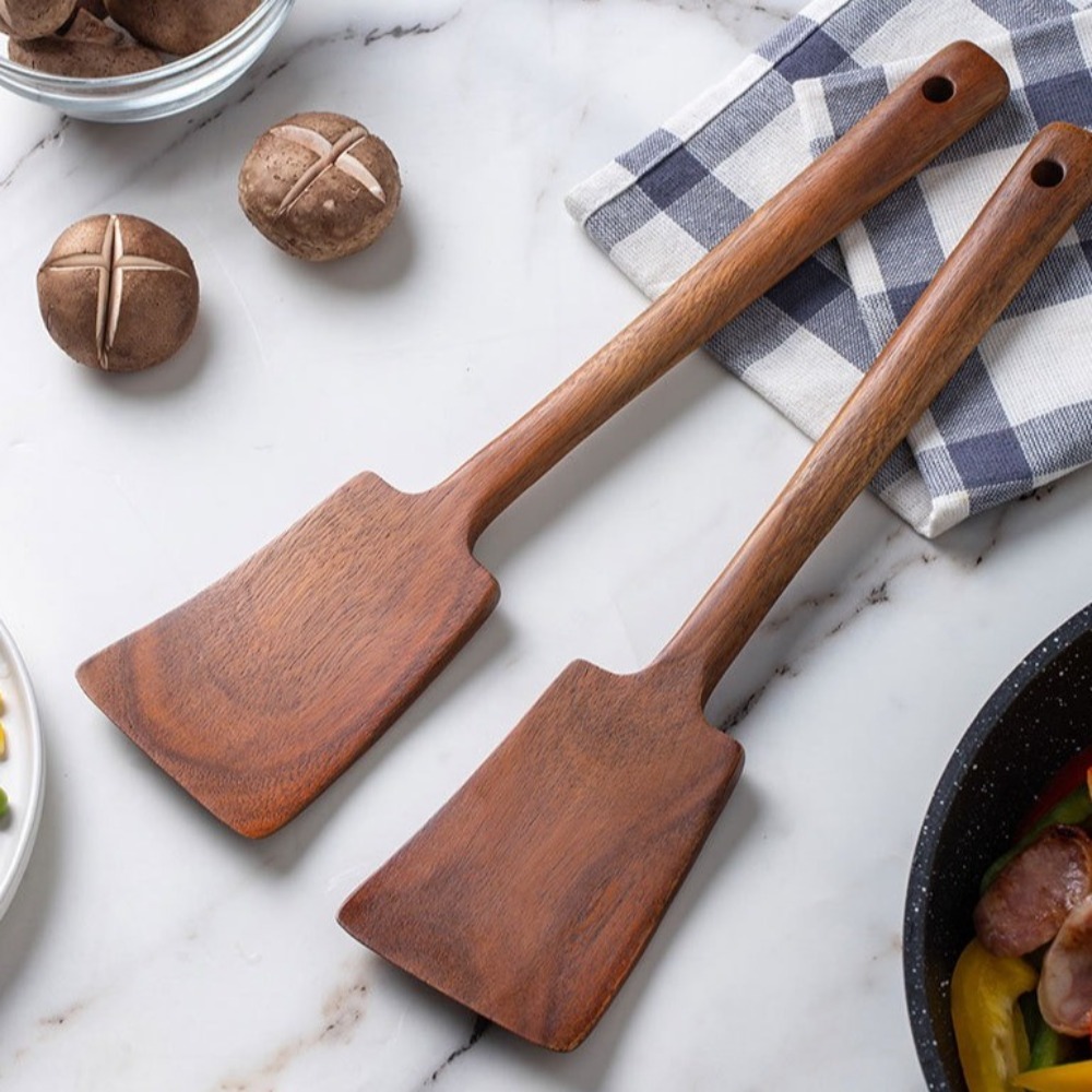Hi Tech Kitchen Accessories - 34cm 원목 조리용 뒤집개, 긴 손잡이