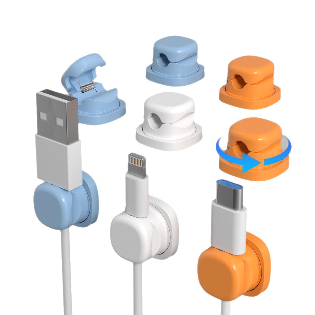 6Pcs 멀티 컬러 회전식 케이블 정리기 멀티 와이어  - Desk Cable Clip 리뷰 및 가격